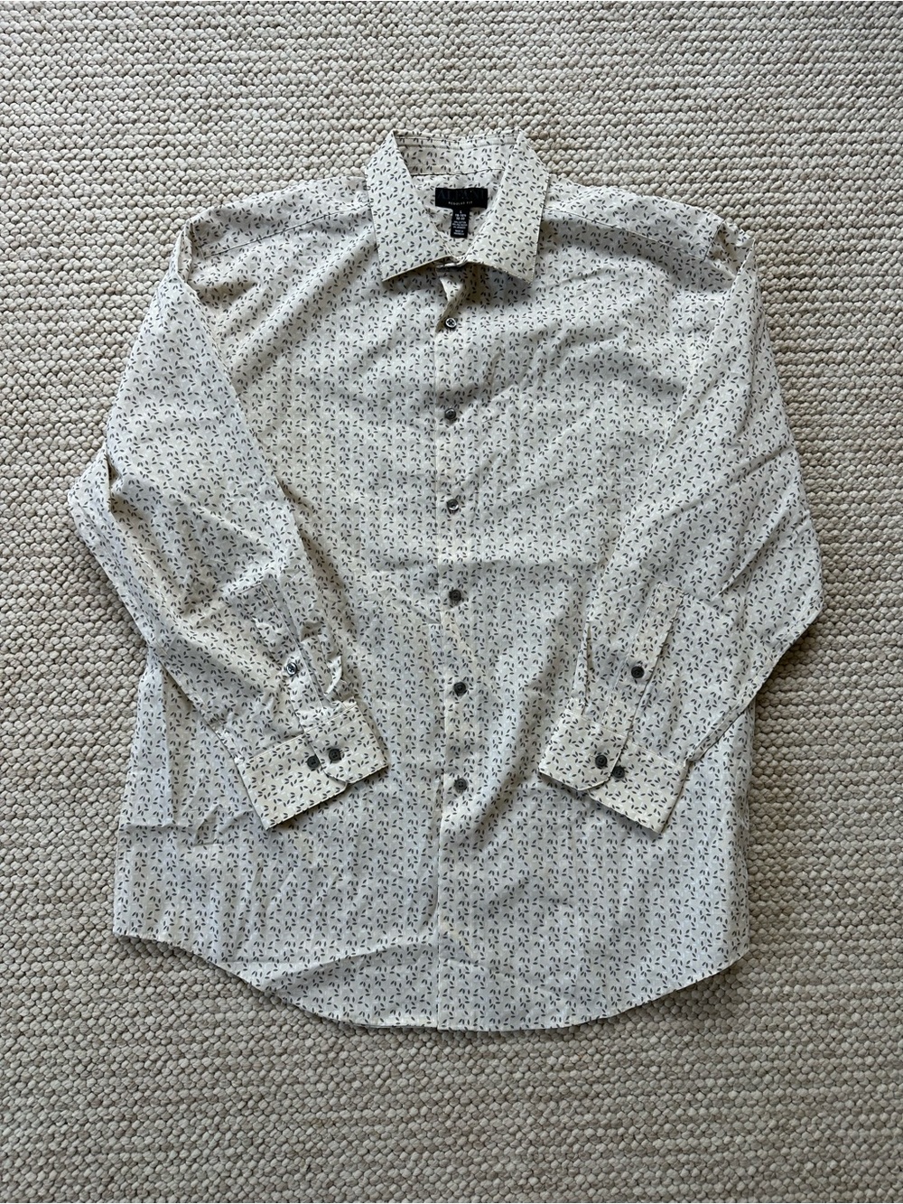 Alfani White Button-Down Shirt with Black Micro Print 603